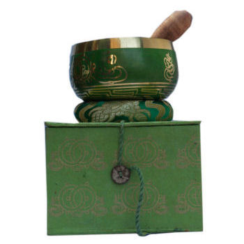 4\" Green singing bowl w/Box SB-129B